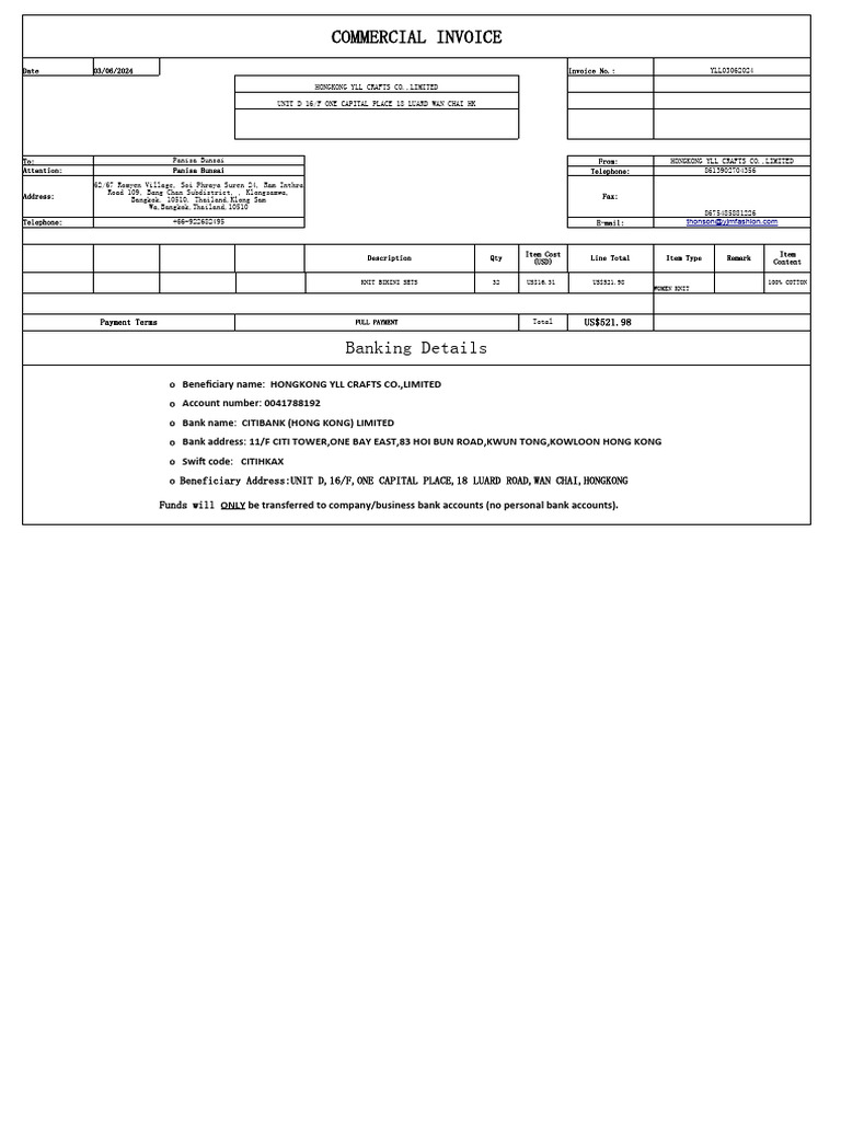 Invoice #Yll03062024 | PDF