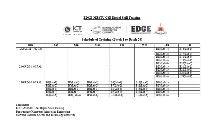 EDGE Project Class Routine | PDF
