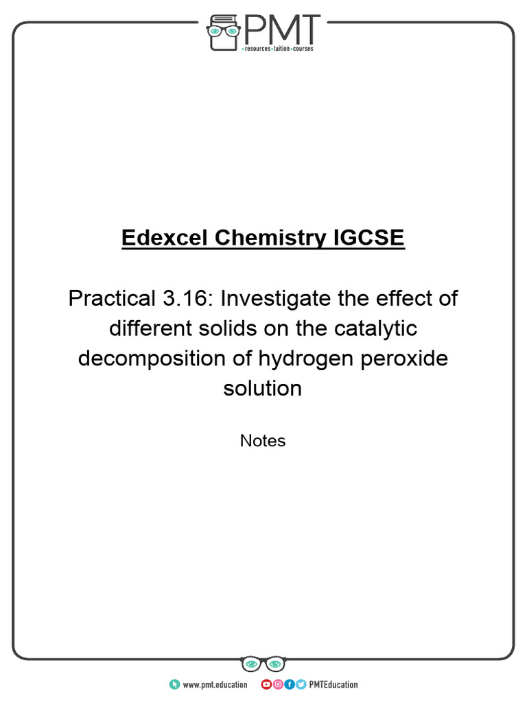 Effect of Catalysts On Rate of Reaction PDF Catalysis Hydrogen