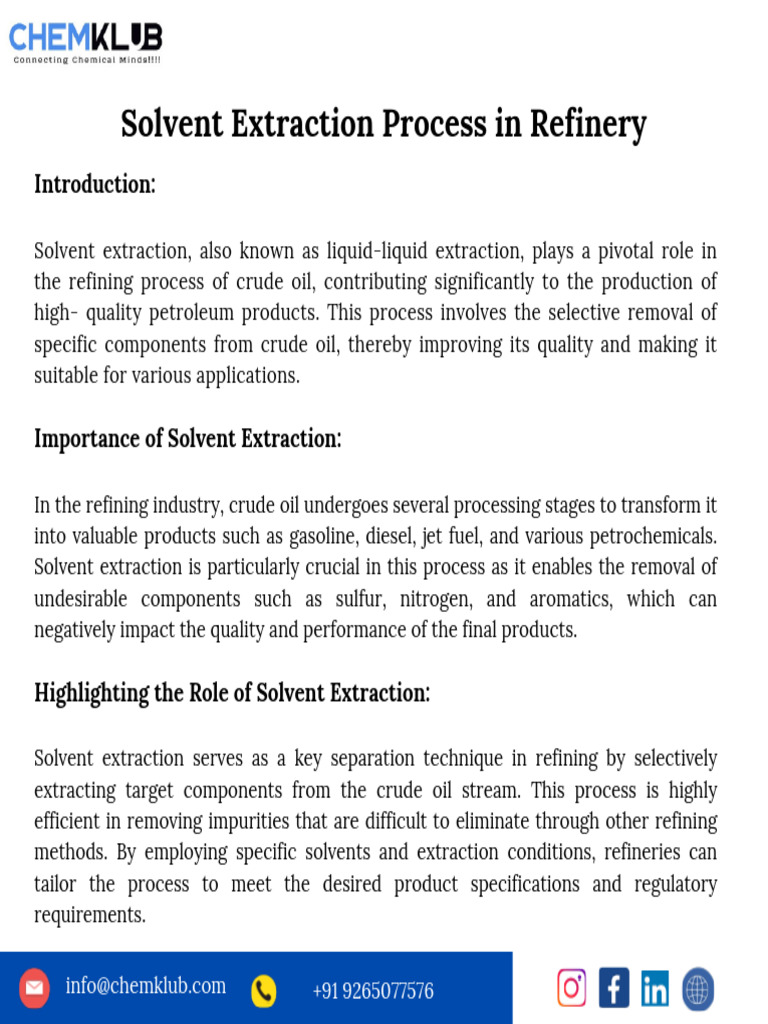 Solvent Extraction in Petroleum Refining | PDF | Oil Refinery | Petroleum