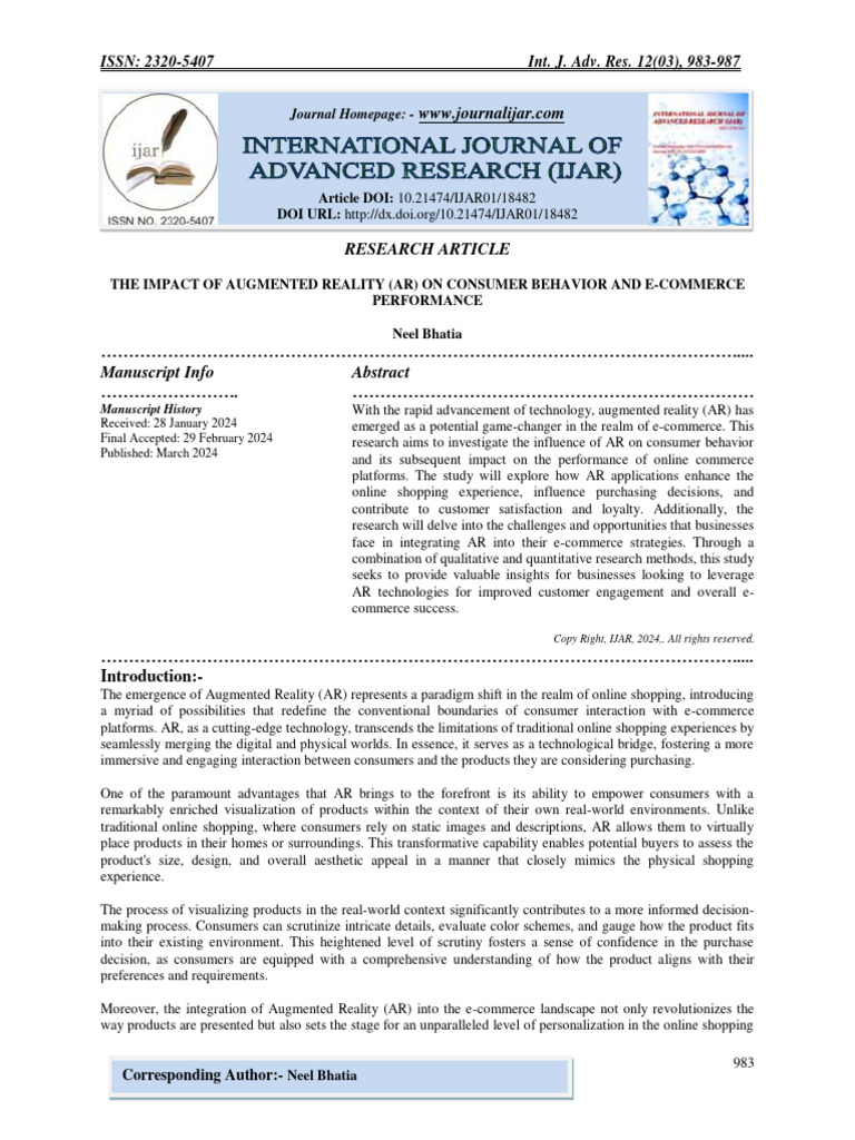 Augmented Reality's Impact on E-Commerce | PDF | Augmented Reality | E ...