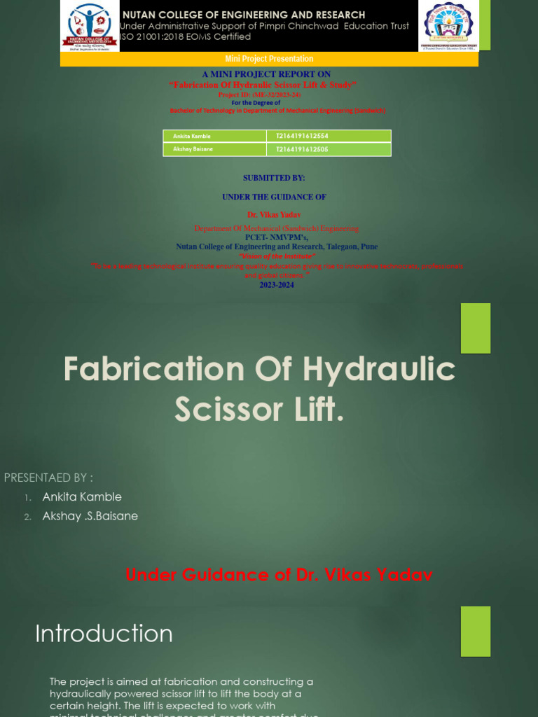 Fabrication of Hydraulic Scissor Lift | PDF | Elevator | Mechanical ...