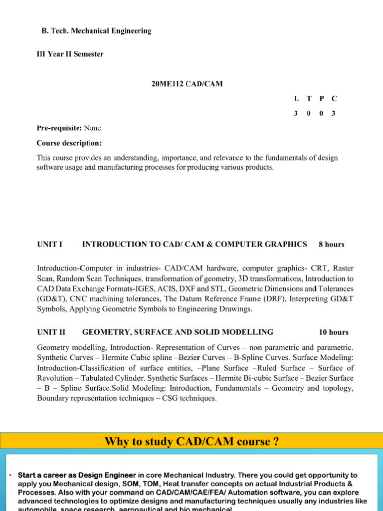 CAD CAM R20 UNIT 1 | PDF | Computer Data Storage | Engineering Tolerance