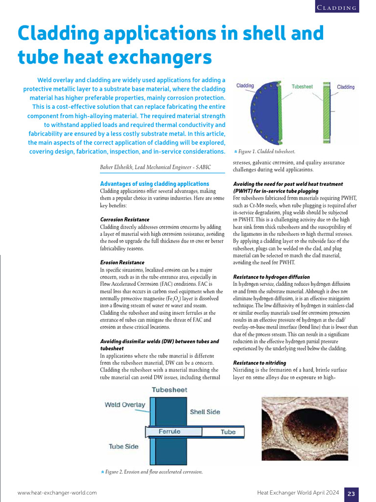 Cladding in Heat Exchanger - Baher | PDF | Pipe (Fluid Conveyance ...