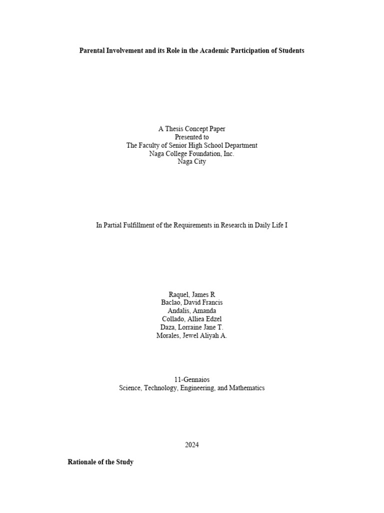 Group 3 Thesis Concept Paper | PDF | Parenting | Disciplines