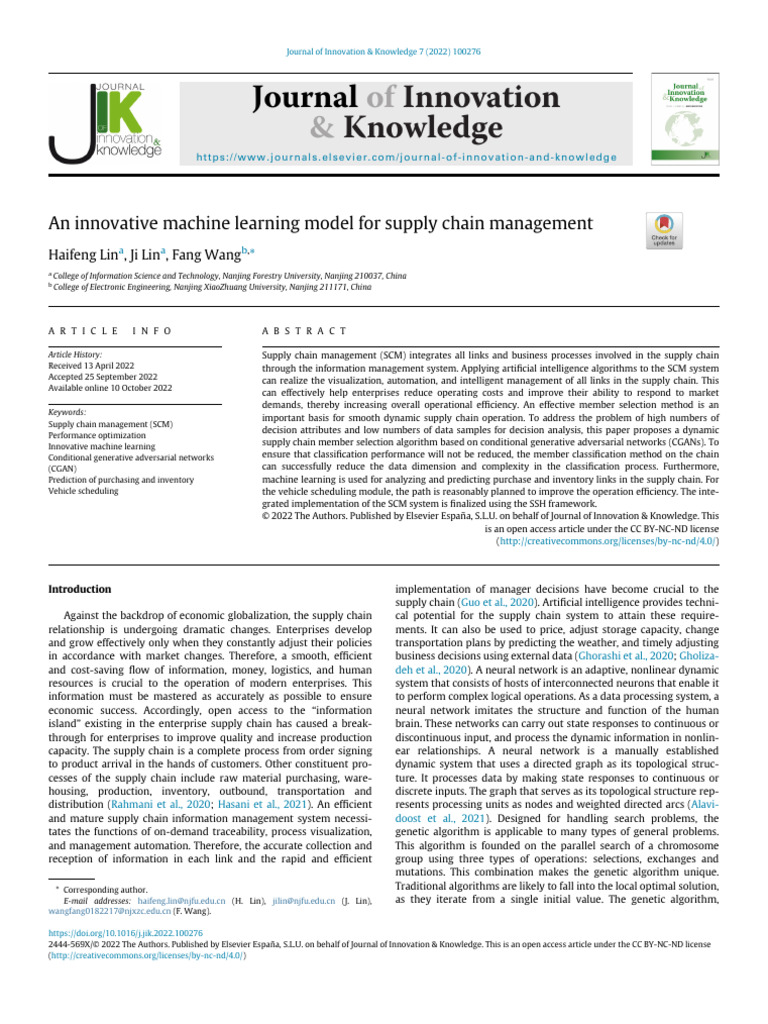 AI-Driven Supply Chain Management Model | PDF | Supply Chain | Supply ...
