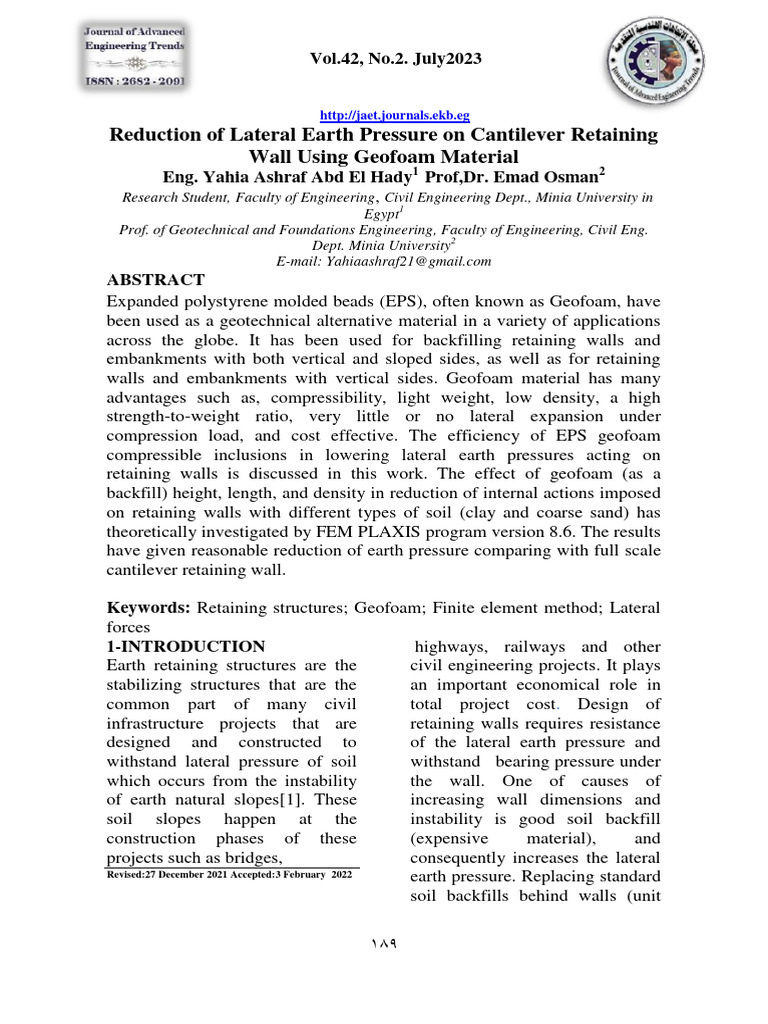 JAET Volume 42 Issue 2 Pages 189-198 | PDF | Mechanics | Materials Science
