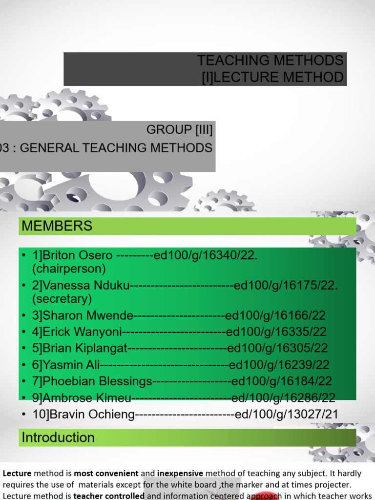 Group (III) .PPTX Group Three Lecture Method BED ARTS | PDF | Lecture ...