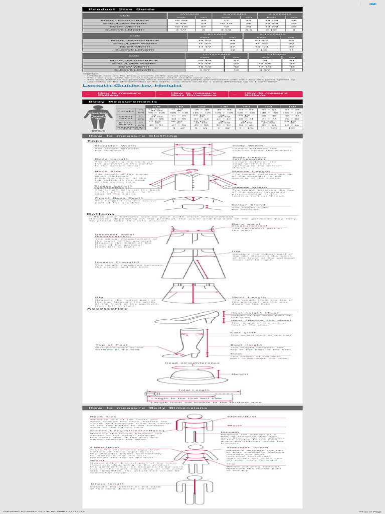 Uniqlo Size Chart PDF Length Human Appearance