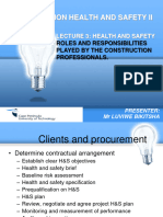 Lecture 3 Health and safety roles and responsibilities played by the construction professionals