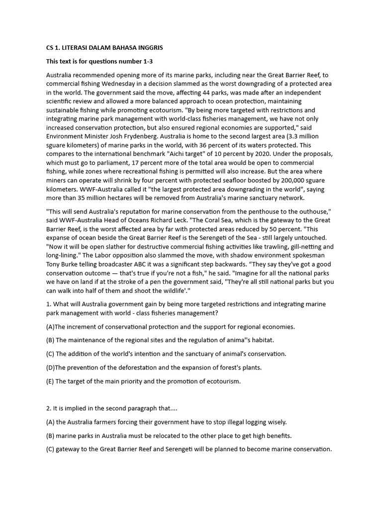 Cs 1 l english intensive 2024 pdf meal conservation biology