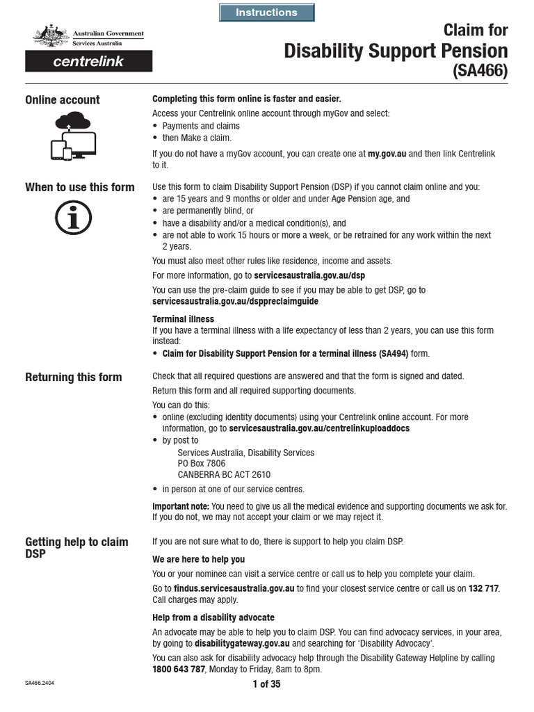 Disability Support Pension Claim Guide | PDF | Pension