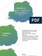 Criminal Force, Assault & Affray
