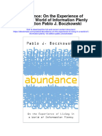 Abundance On The Experience of Living in A World of Information Plenty 1St Edition Pablo J Boczkowski Full Chapter