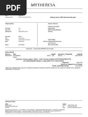 Us664891555 Customs Document