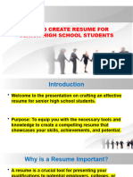 How To Create Resume For Senior High School Students