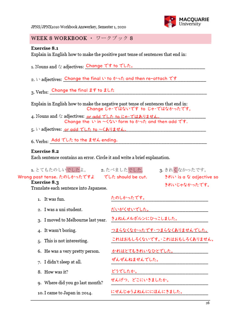 Week 8 Workbook Answer Key | PDF