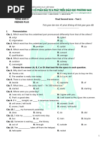 Ôn tập học kì II - Final Second term Test 1