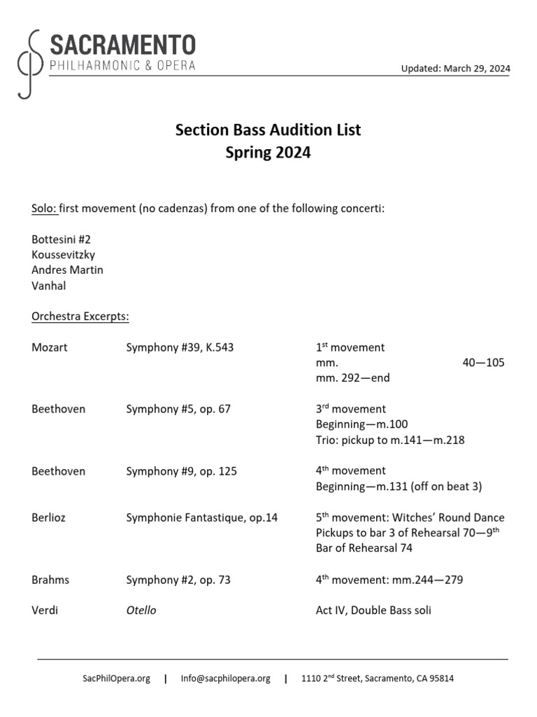 SacramentoBass Audition Packet | PDF