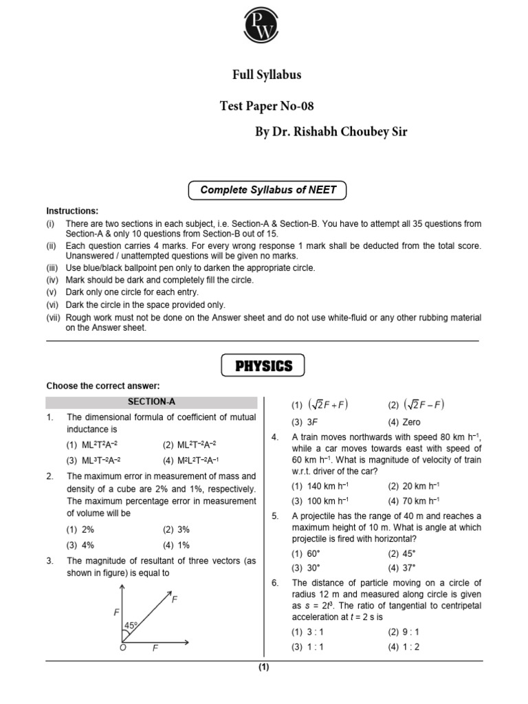 Full syllabus test papter no 08 rishabh sir anil pdf collision