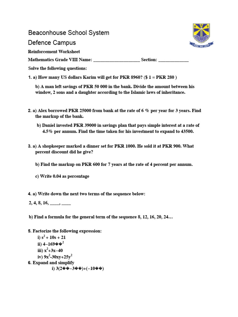 Asynchronous Reinforcement Mathematics Grade VIII | PDF | Teaching ...