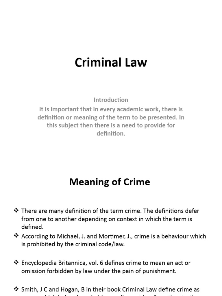 Understanding Criminal Law Basics | PDF | Mens Rea | Crime & Violence