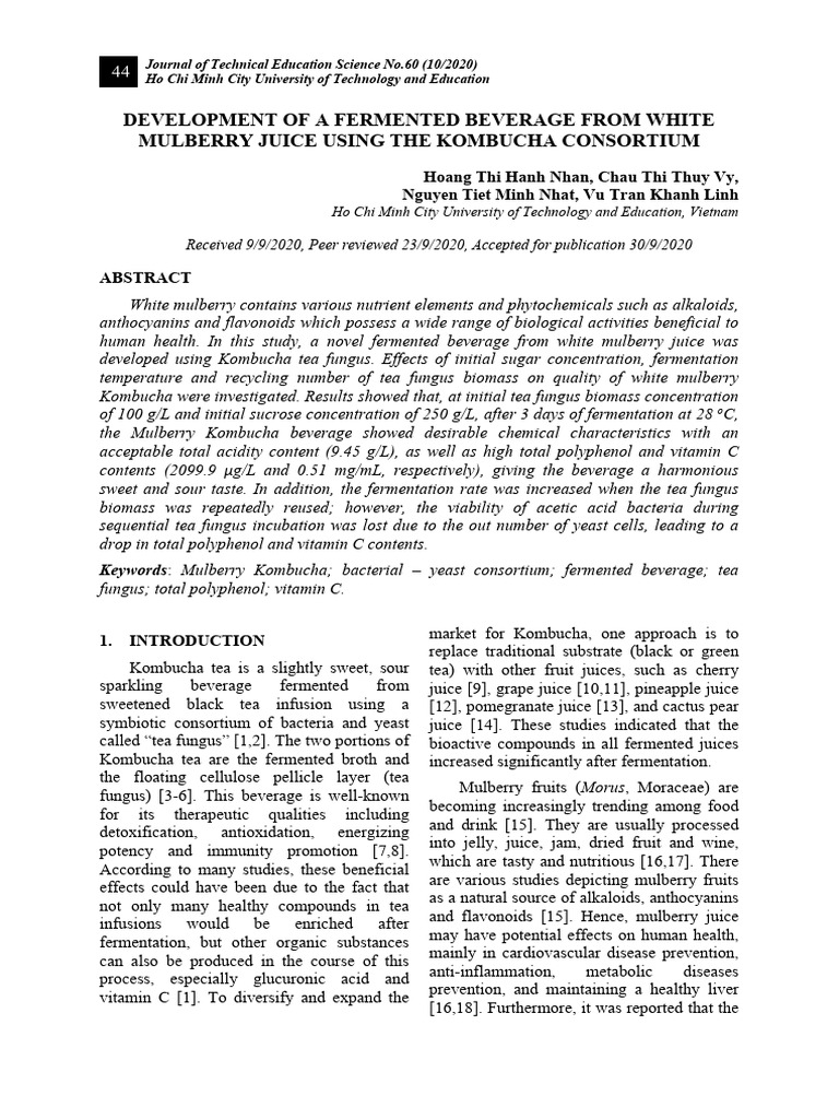 Paper 7 Mulberry Kombucha | PDF | Sucrose | Vitamin C