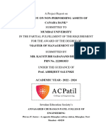 Study On Non Performing Assets of Canara Bank