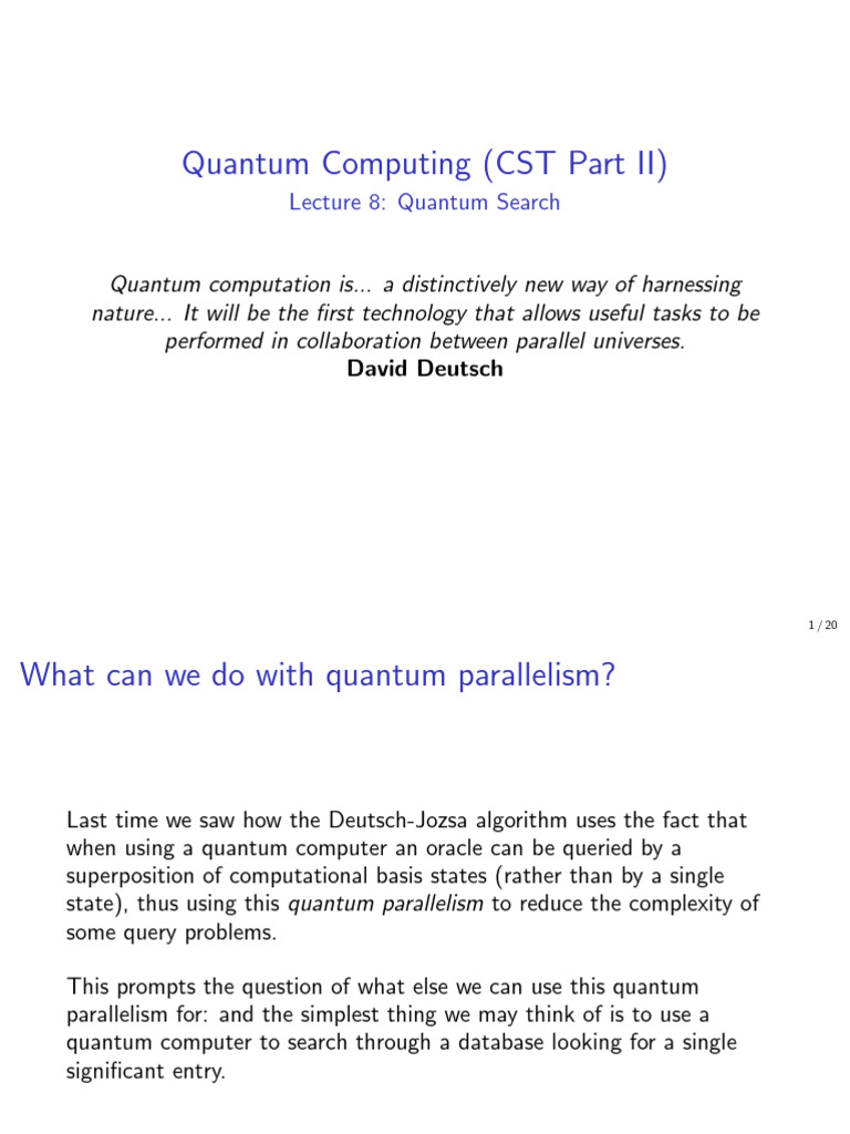 Quantum Search Grover's | PDF | Quantum Computing | Time Complexity