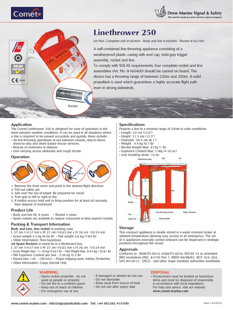 Line Throwing Device Comet-Pains Wessex 250 - Datasheet | PDF | Rocket ...