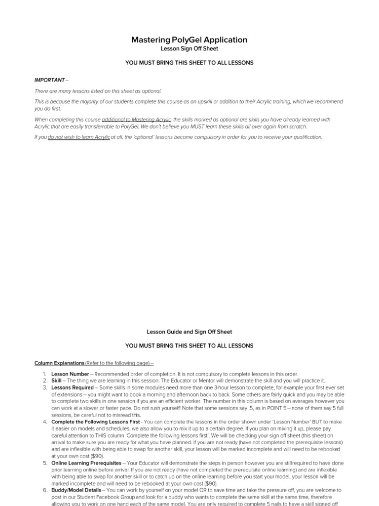 Mastering PolyGel Lesson Guide | PDF