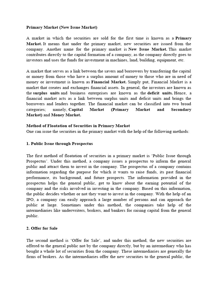 Stock Market N SECONDARY MARKET | PDF | Financial Markets | Securities ...