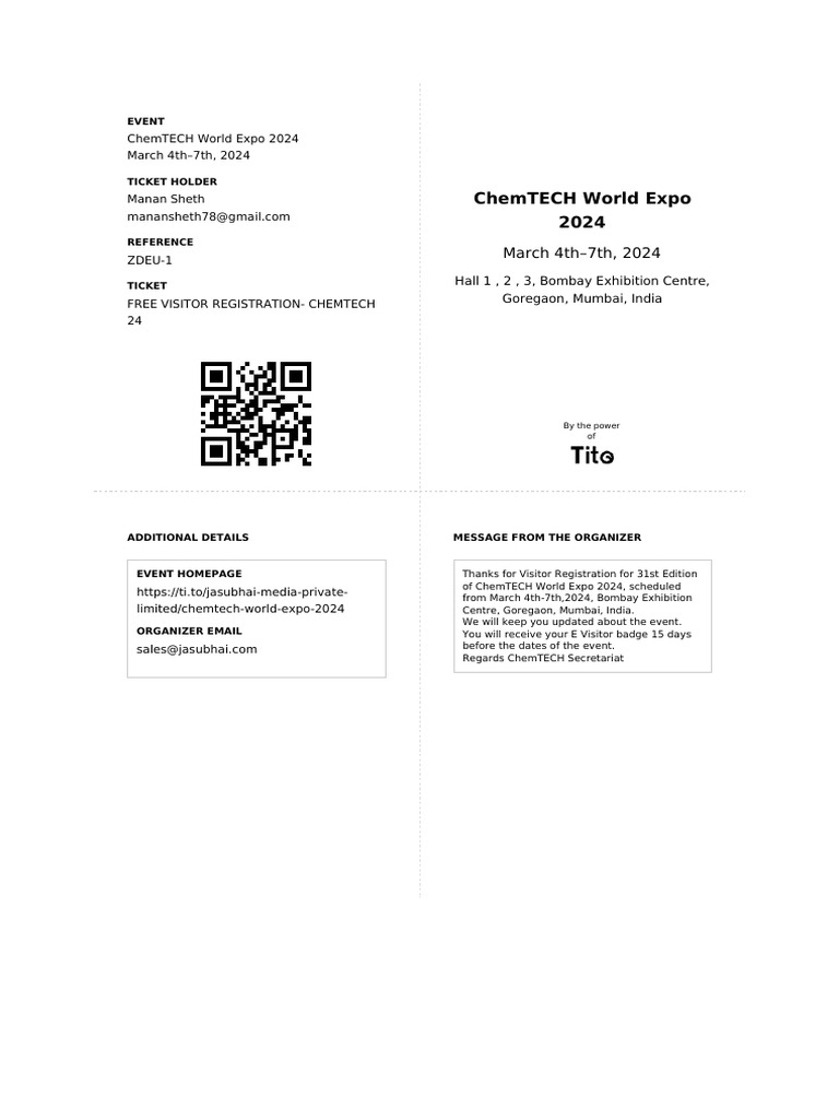 Jasubhai Media Private Limited Chemtech World Expo 2024 Ticket ZDEU 1 PDF