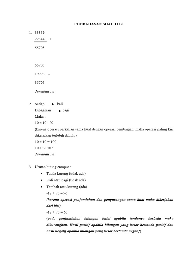 Pembahasan Soal TO 2 Matematika | PDF | Metode & Bahan Ajar