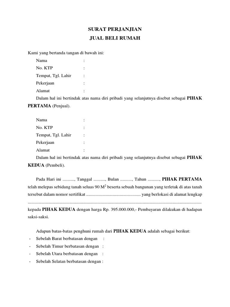 Surat Perjanjian Jual Beli Rumah | PDF