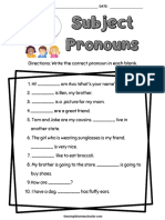 Subjective Pronouns Worksheets