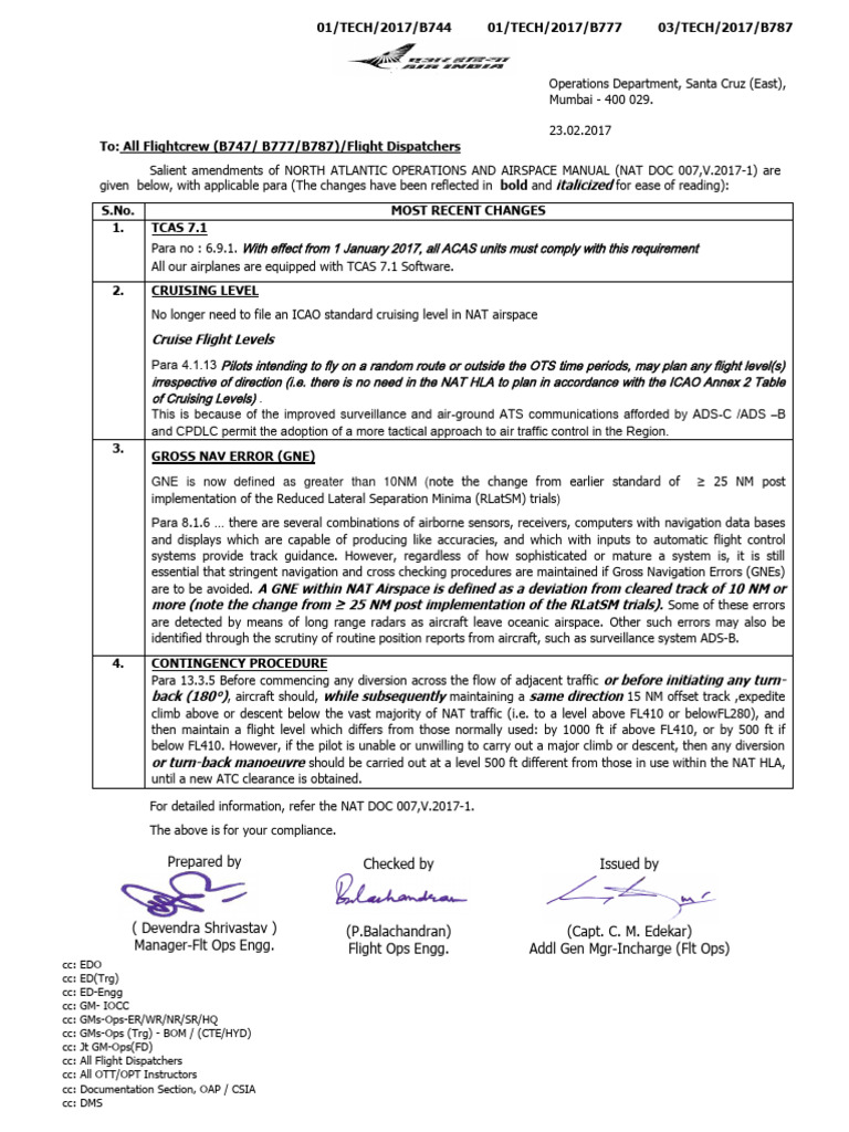 North Atlantic Operations Manual Updates | PDF | Air Traffic Control ...