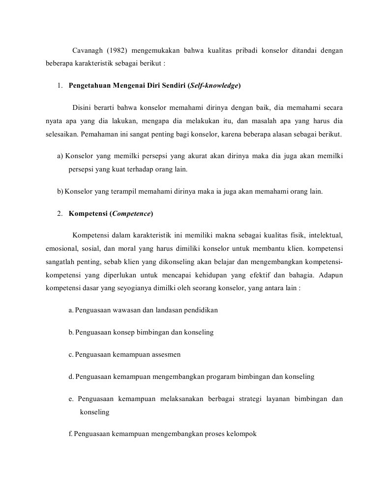 Karakteristik Konselor Munurut Cavanagh