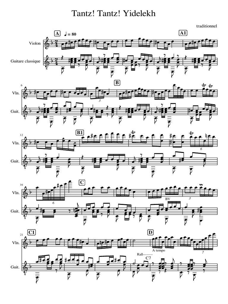 Tantz! Tantz! Yidelekh Violon Guitare | PDF