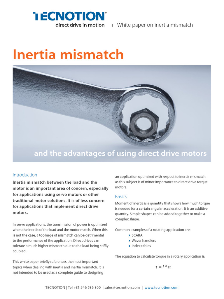 Inertia Mismatch in Direct Drive Motors | PDF | Actuator | Torque