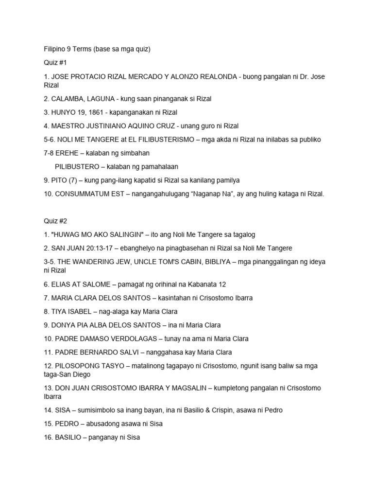 Filipino 9 Terms | PDF