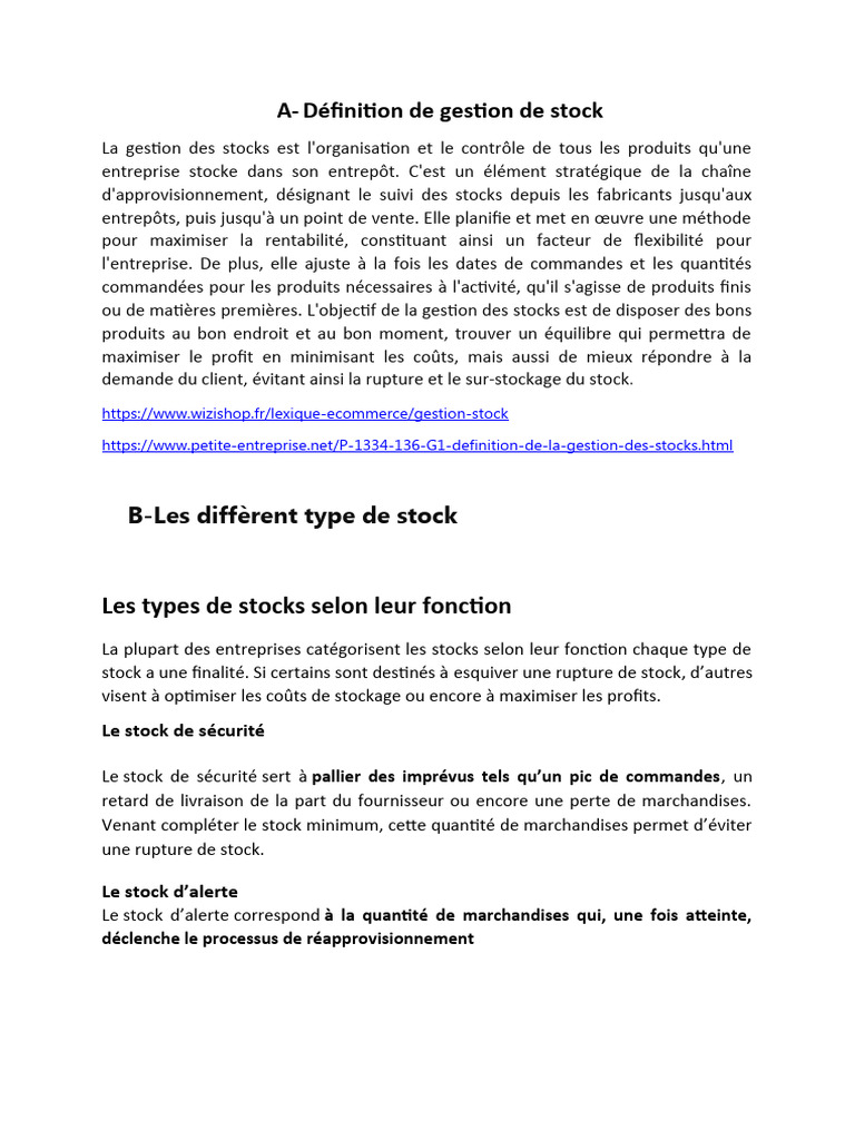Gestion des stocks : types et stratégies | PDF | Inventaire | Offre et ...