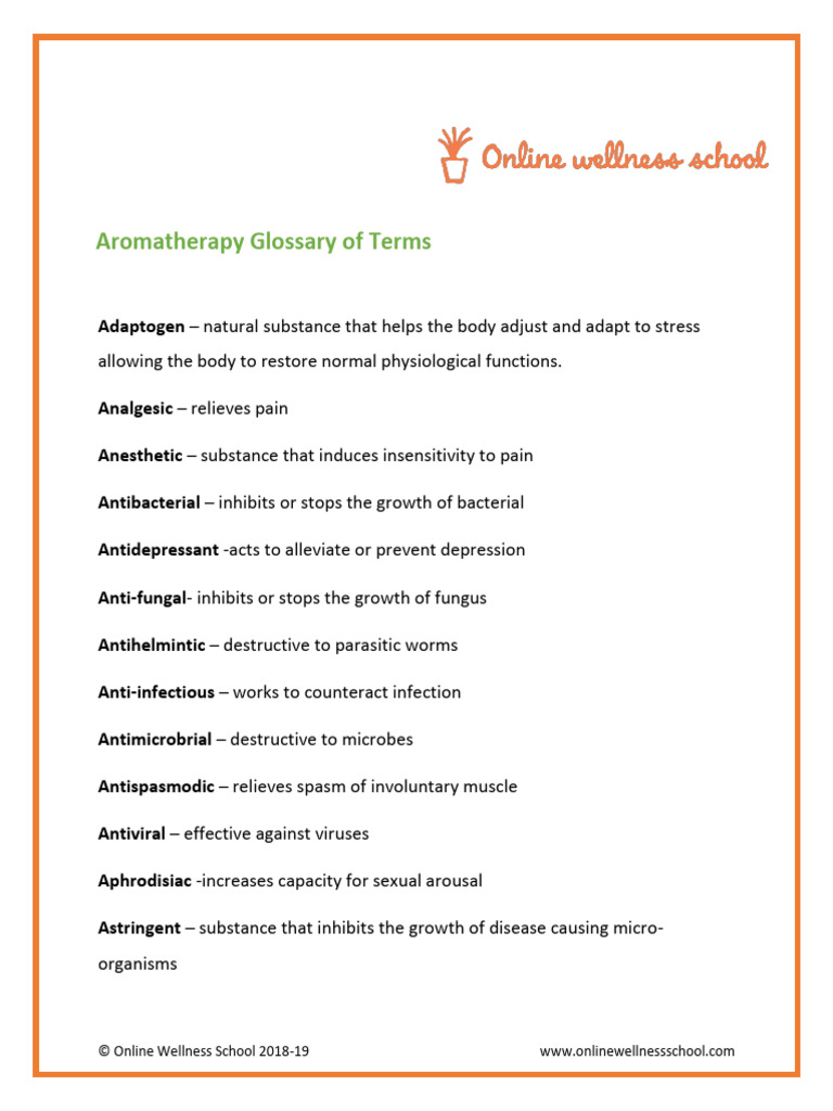 Aromatherapy Glossary of Terms PDF