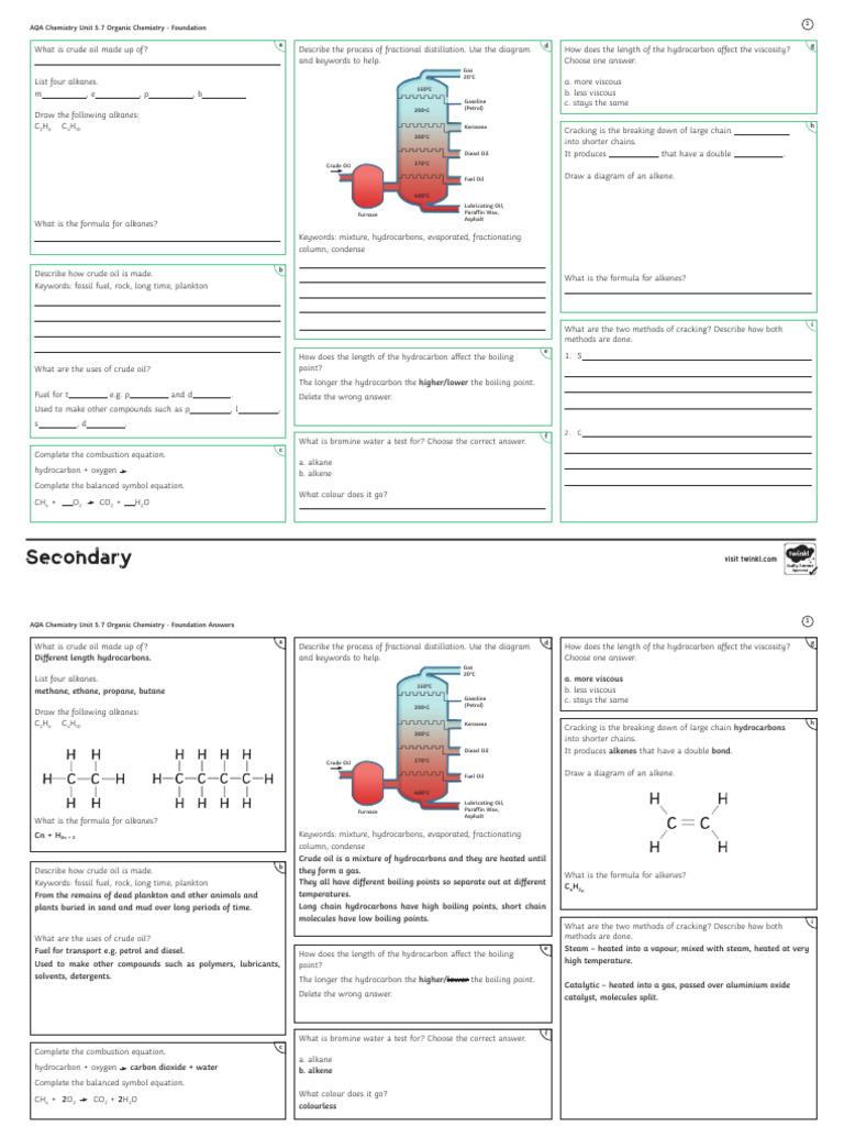 Organic Chemistry Foundation Revision Activity Mat | PDF | Petroleum ...