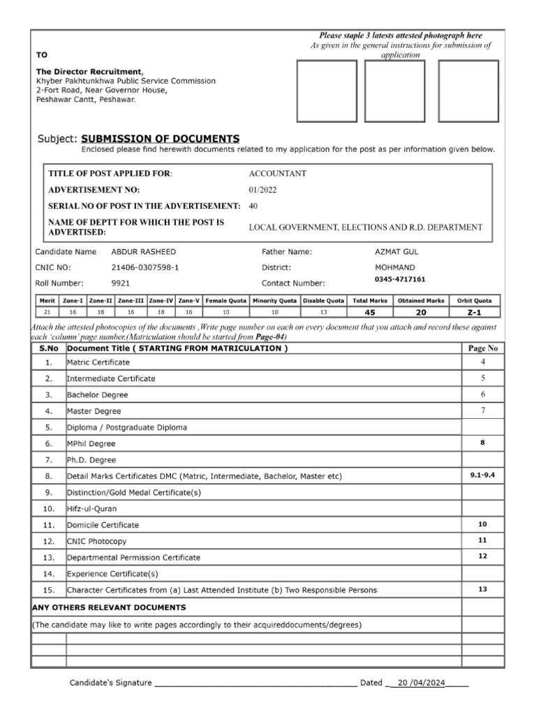 Candidate Signature Document 2024 | PDF