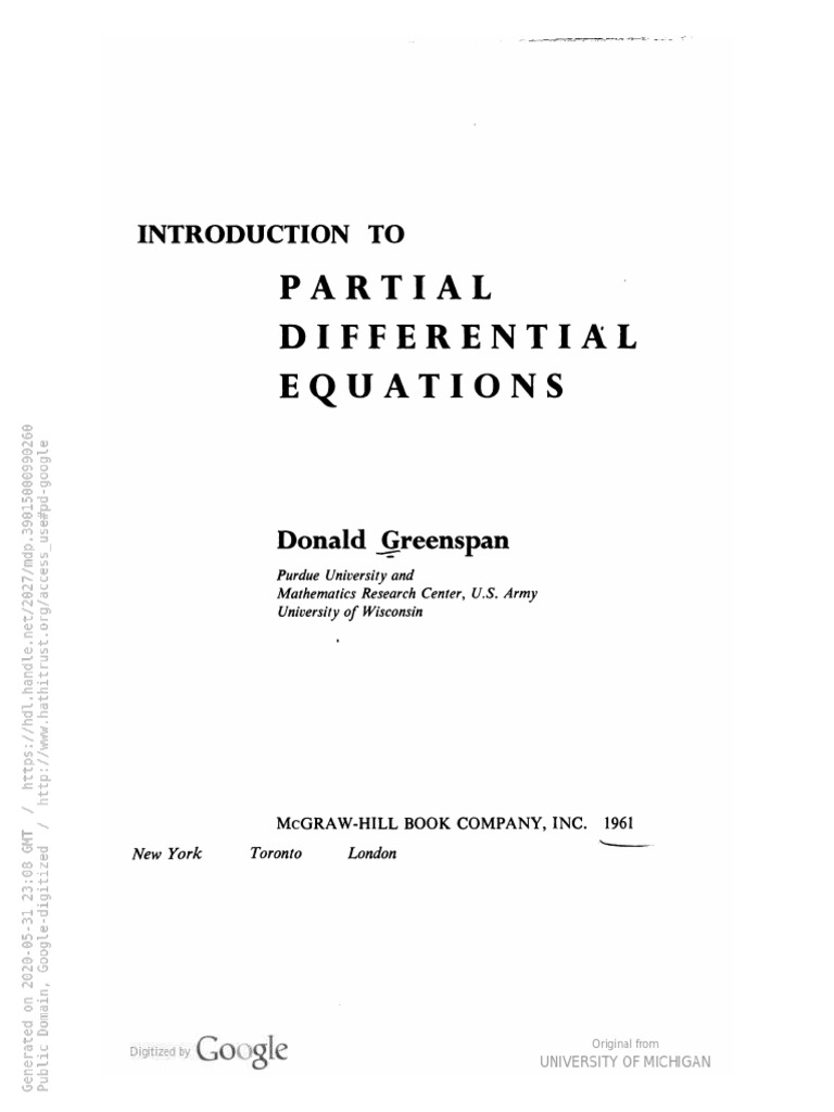 Introduction To Partial Differential Equation