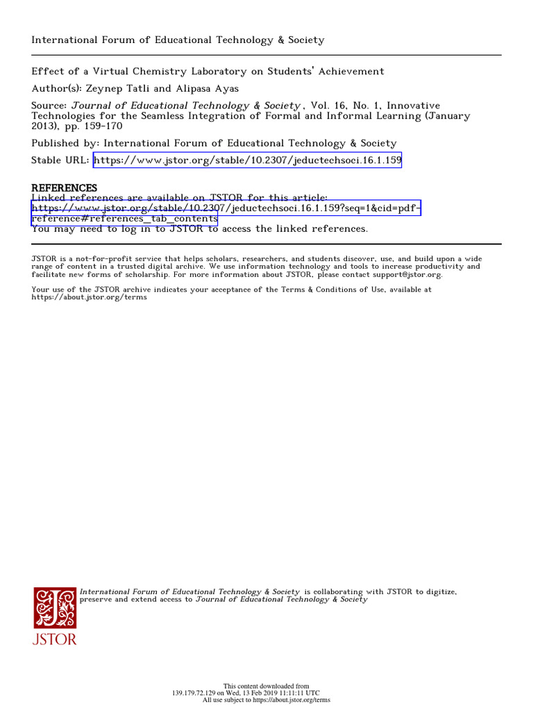 Effect of A Virtual Chemistry Laboratory On Students Achievement | PDF ...
