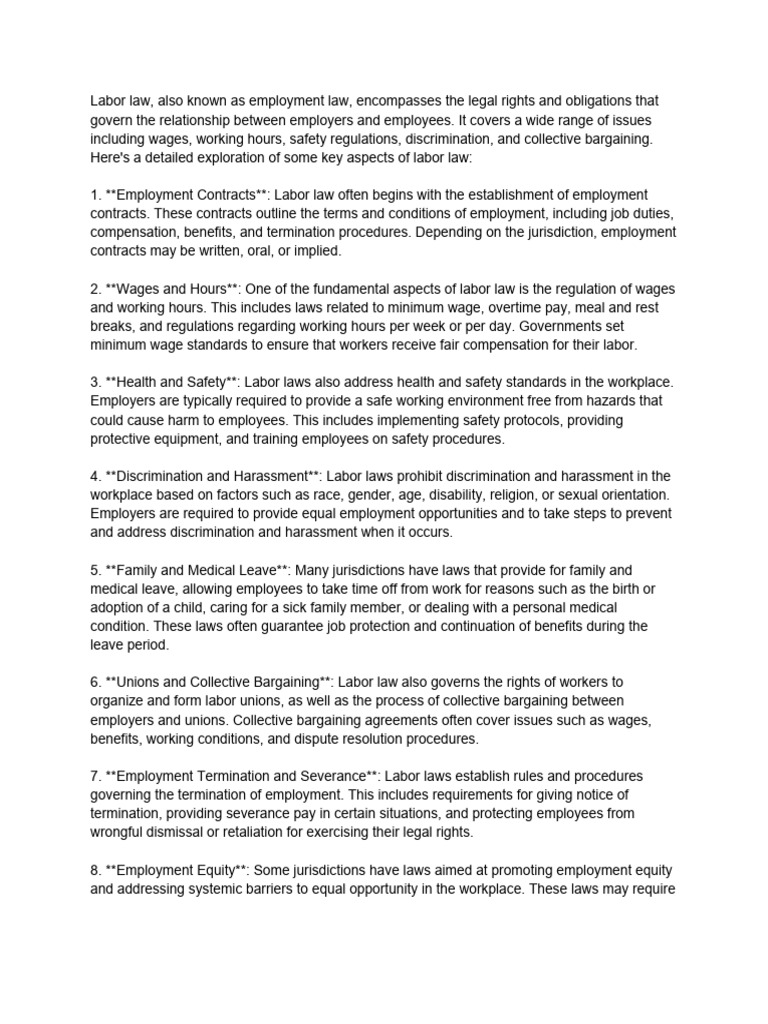 Labour Law Pdf Labour Law Employment