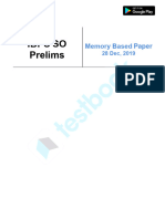 IBPS SO 28th Dec 2019 (Agriculture and IT Officer) Prelims Memory Based Paper English