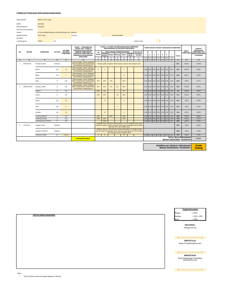 Alt.A Form-Identifikasi-Kerusakan-Sekolah - 1 LT | PDF